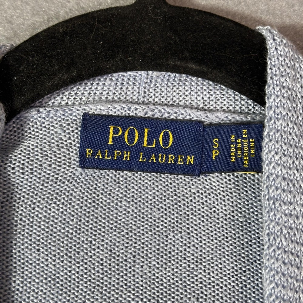 Polo Ralph Lauren Cardigan Sweater Womens Small Blue Linen Long Open Front Knit - Picture 4 of 8